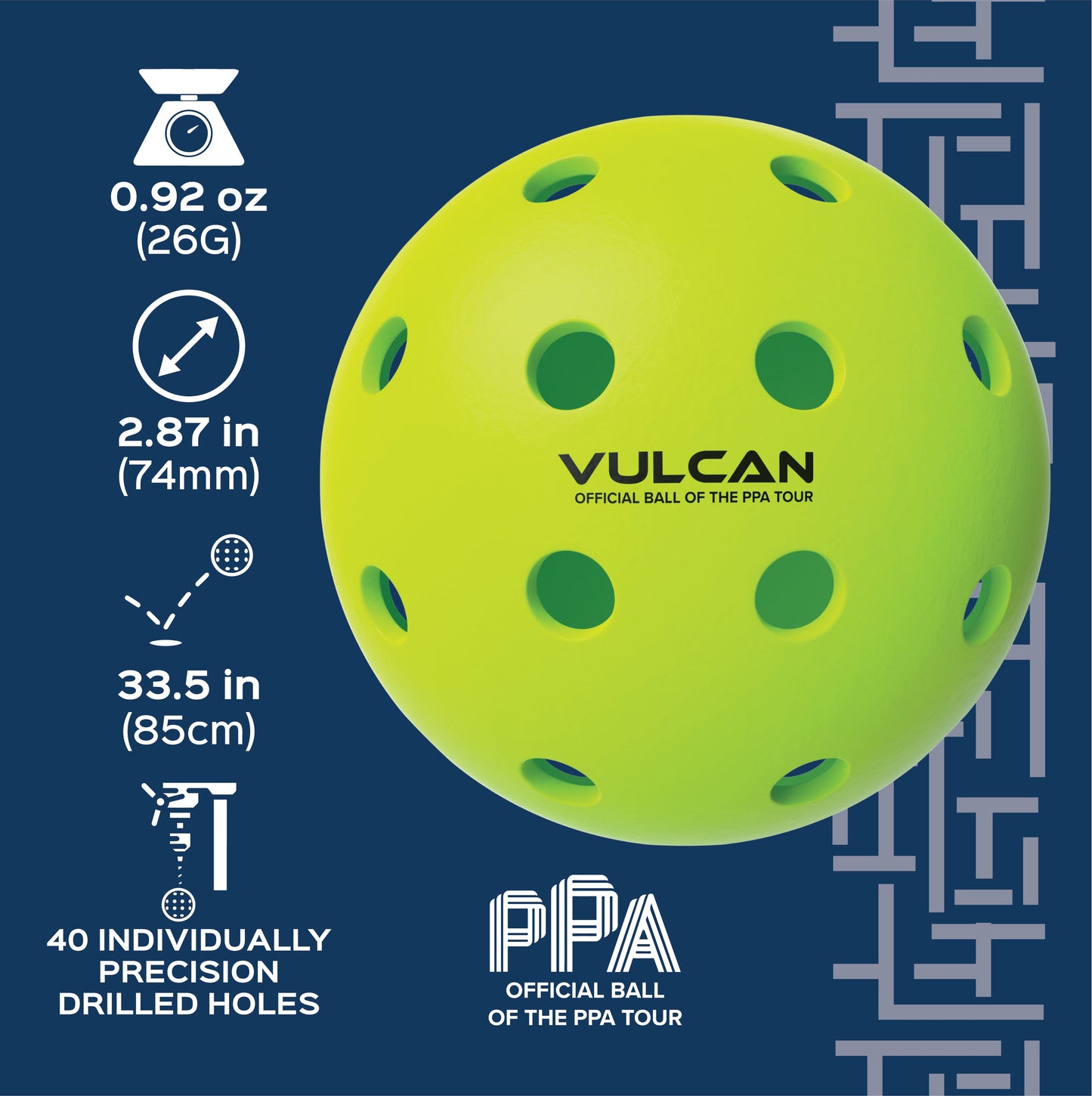 Vulcan VPRO FLIGHT Outdoor PPA Tour Pickleball Case Pack (36 pk.)