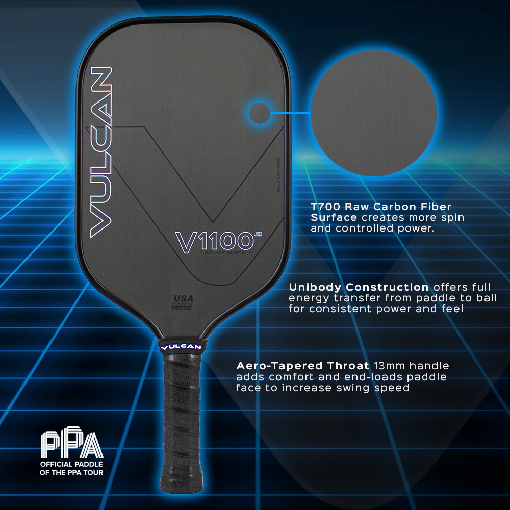 Vulcan V1100JD T700 Raw Carbon Fiber Pickleball Paddle